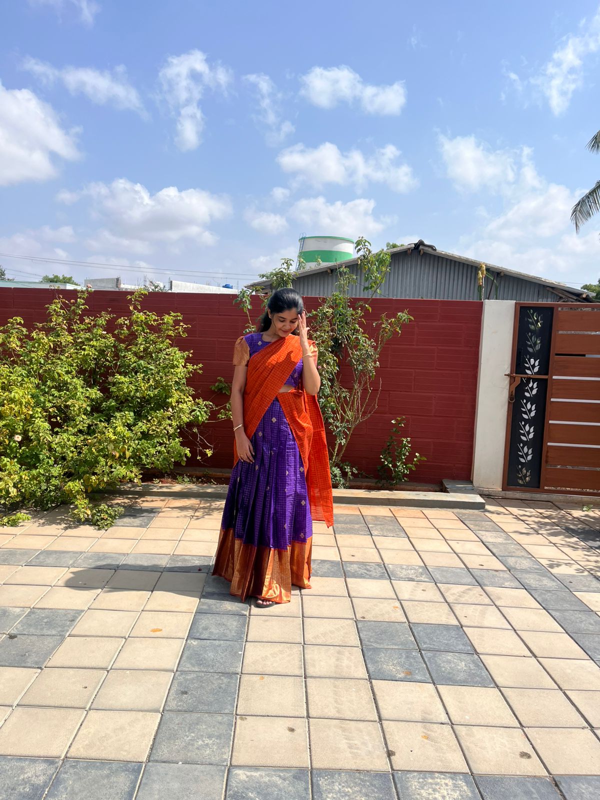 2 in 1 skirt crop top and half saree