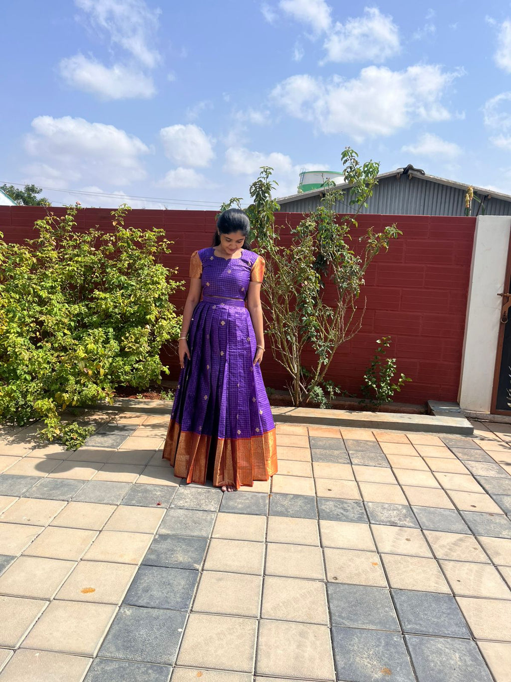 2 in 1 skirt crop top and half saree