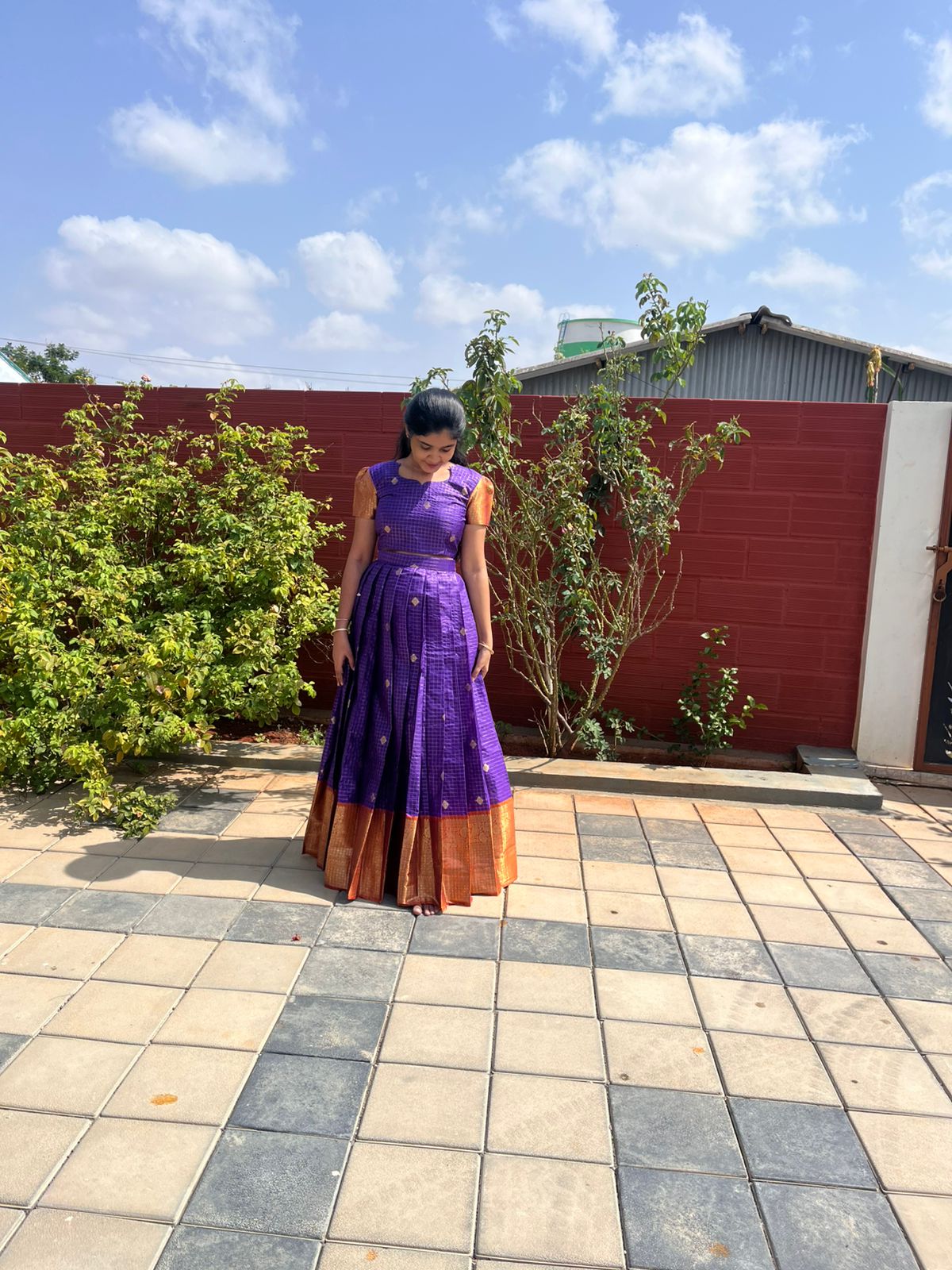 2 in 1 skirt crop top and half saree