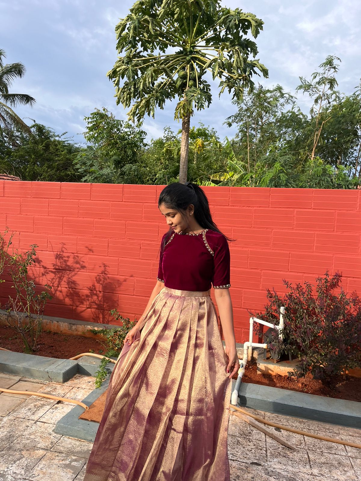 Aari Embroidered Skirt and Crop Top