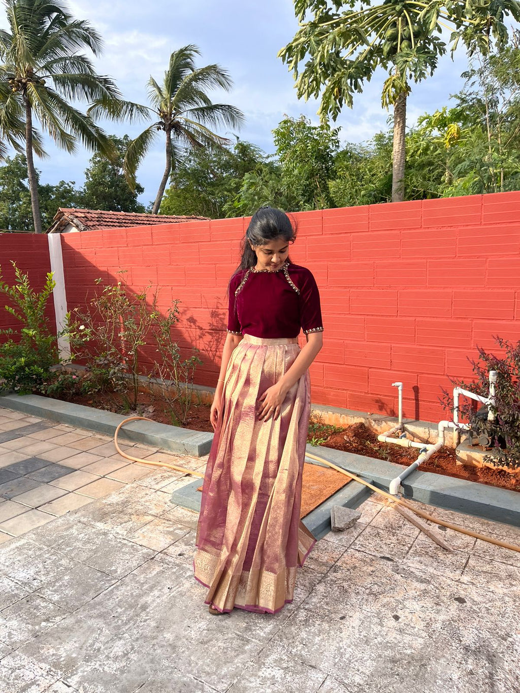 Aari Embroidered Skirt and Crop Top